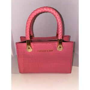 Faux Leather Hot Pink Small Fashion Bag Stylish Women / Kids Handbag